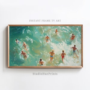 Beach Coastal TV Art, Frame TV Summer Beach Art, Beach Frame TV Art, Seascape Painting Frame Tv Art, Summer Coastal Tv Art Digital Download
