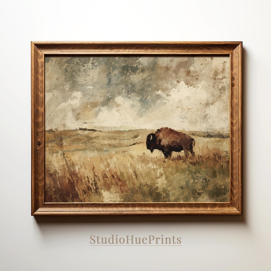 Vintage Bison Buffalo Print, Printable Wall Art, Vintage Western Art ...