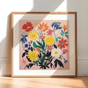 Wildflowers Printable Wall Art, Vintage Floral Wall Art, Colorful Floral Prints, Flowers Wall Art, Botanical Wall Art, Digital Download