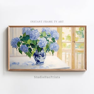 Blue Hydrangea Frame TV Art, Hydrangea Wall Art, Hydrangea Painting, Floral Frame TV Art, Spring Frame TV Art, Summer Frame Tv Art
