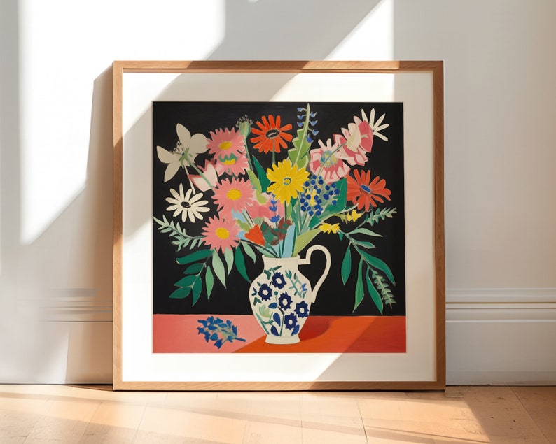 Vase of Flowers Printable Wall Art, Vintage Floral Wall Art, Colorful Floral Prints, Botanical Wall Art, Flowers Wall Art, Digital Download image 1