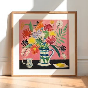 Vase of Flowers Printable Wall Art, Flowers Wall Art, Vintage Wall Art, Colorful Floral Prints, Botanical Wall Art, Digital Download