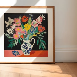 Vase of Flowers Printable Wall Art, Vintage Floral Wall Art, Colorful Floral Prints, Botanical Wall Art, Flowers Wall Art, Digital Download image 2