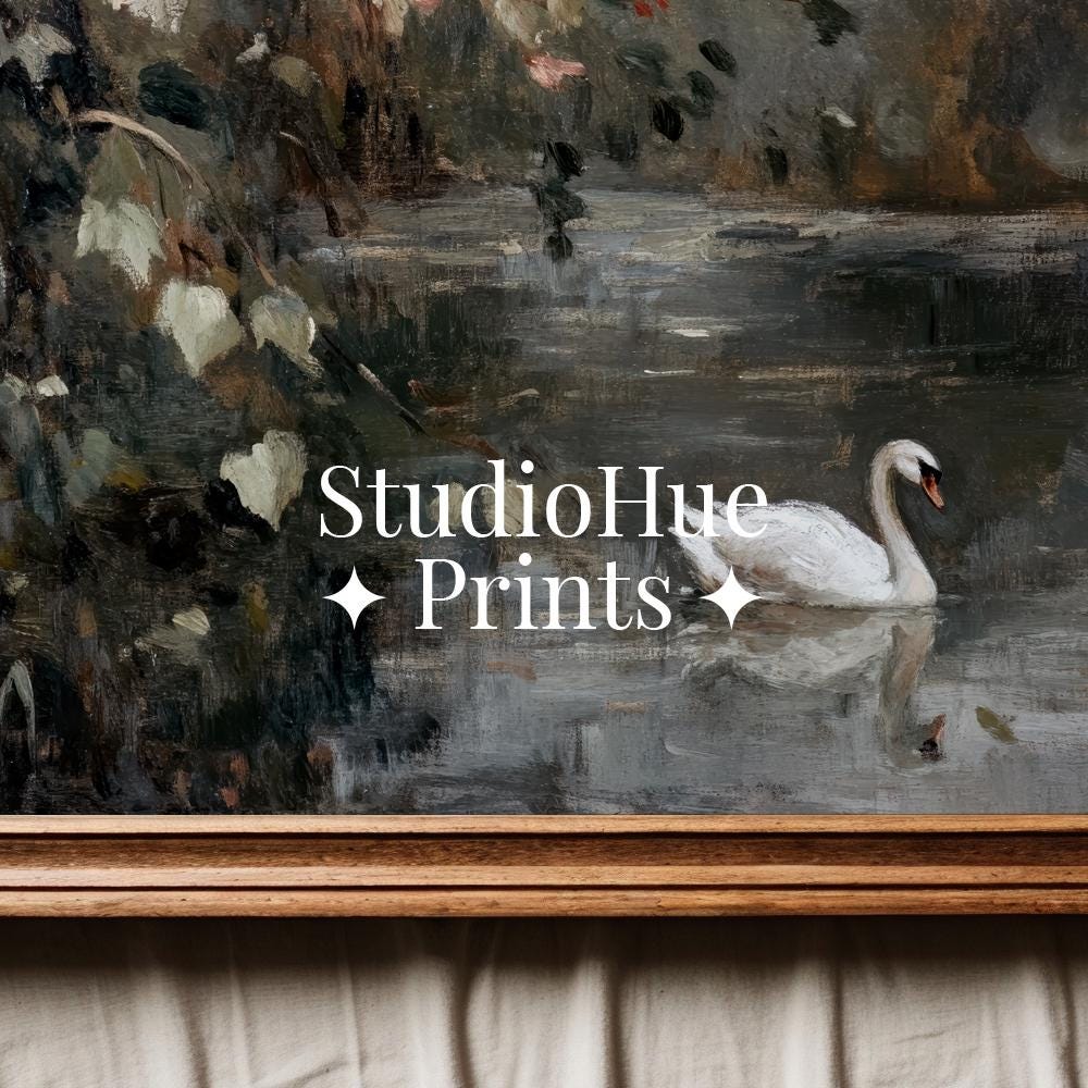 Stampa artistica da parete con cigno rustico, animali della