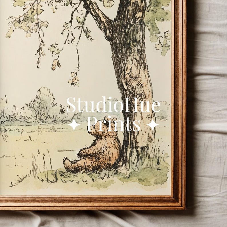 Vintage Bear Nursery Print, Printable Wall Art, Kids Room Decor ...