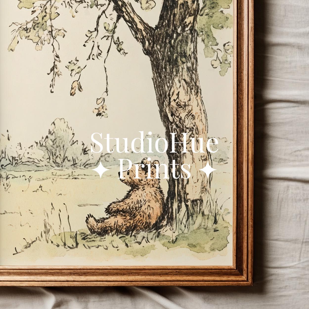 Vintage Bear Nursery Print, Printable Wall Art, Kids Room Decor ...