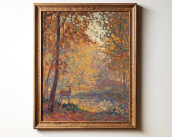 Vintage Herbst druckbare Wandkunst, Herbst Wohnkultur, Herbst Landschaft Wandbild, Herbst Ölgemälde, rustikale Bauernhaus Dekor