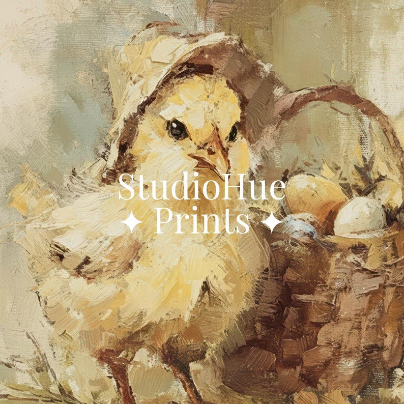 Rustic Chick Vintage Easter Chick Printable Wall Art, Neutral Spring Nursery Decor ...