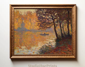 Impresión de paisaje otoñal vintage, arte mural imprimible, impresión otoñal vintage, pintura de paisaje otoñal, arte mural rústico otoñal, decoración cottagecore