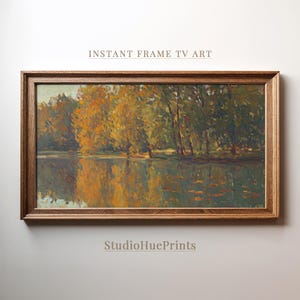 Fall Frame TV Art Autumn Frame TV Art Vintage Landscape Oil Painting Thanksgiving TV Art Rustic Country Landscape Tv Art Sage Green Wall Art