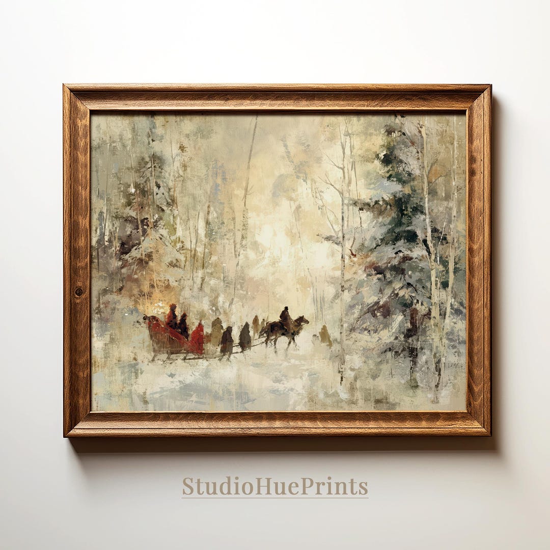 Vintage Winter Landscape Printable Wall Art, Snowy Forest Winter Wall ...