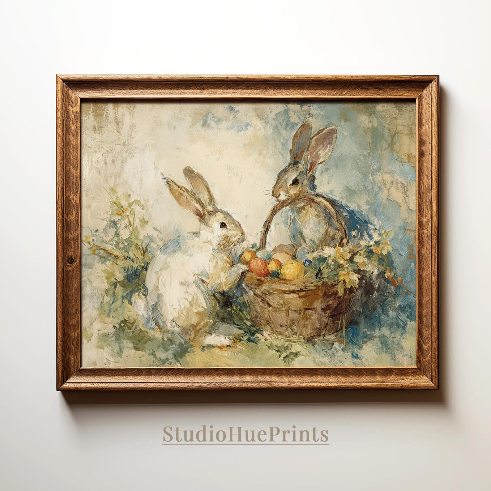 Spring Paintings Rabbit Vintage Easter Bunny Spring Print, Printable Easter Wall Art, Woodland ...