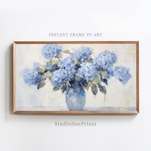 Blue Hydrangeas Frame TV Art, Hydrangea Painting, Floral Frame TV Art, Spring Frame TV Art, Hydrangea Wall Art, Summer Frame Tv Art Download