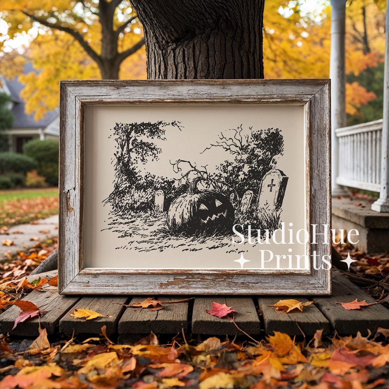 Vintage Jack O Lantern Sketch Printable Wall Art, Vintage Halloween ...