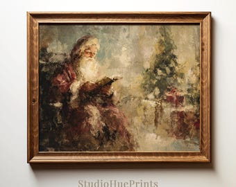 Vintage Weihnachtsmann Print, druckbare Kunst, Vintage Weihnachtskunst, Urlaub Winter Wohnkultur, Weihnachtsmann Malerei, Digitaldruck