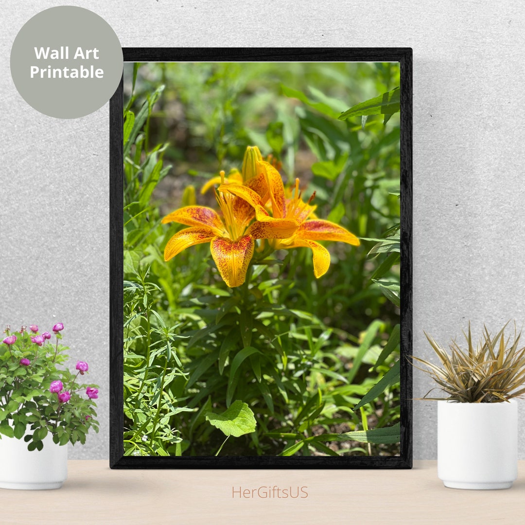 Orange Lily Wall Art Print, Flower Hanging Wall Art Printable Download