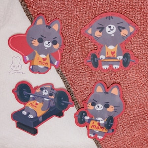 Assorted Workout Cat Stickers | Gym Cats Stickers | Cute Cat Stickers