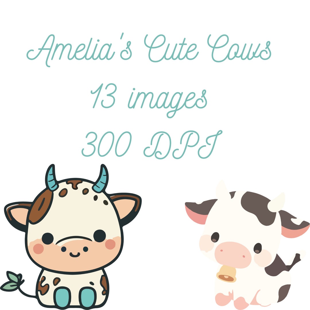 Cute Cow Clip Art Cute Different Colors and Emotions - Etsy