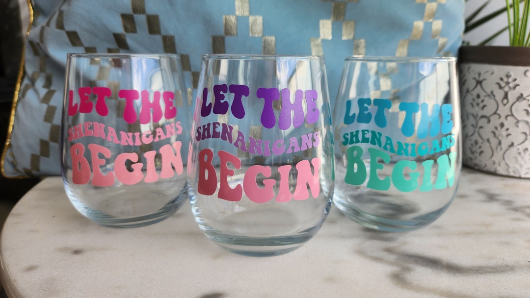 Shenanigans Cute Stemless Wine Glasses Etsy Australia