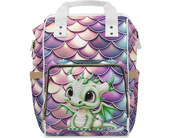 Diaper Bag Backpack for baby Dragon lover gift for Fantasy theme Baby Shower Gift Acid Green comfortable baby supplies Backpack