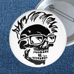 Punk Button for jacket rockabilly punk rock accessory Metal Punk Skull Pin Button for vest gift skate punk button for punk style alt fashion