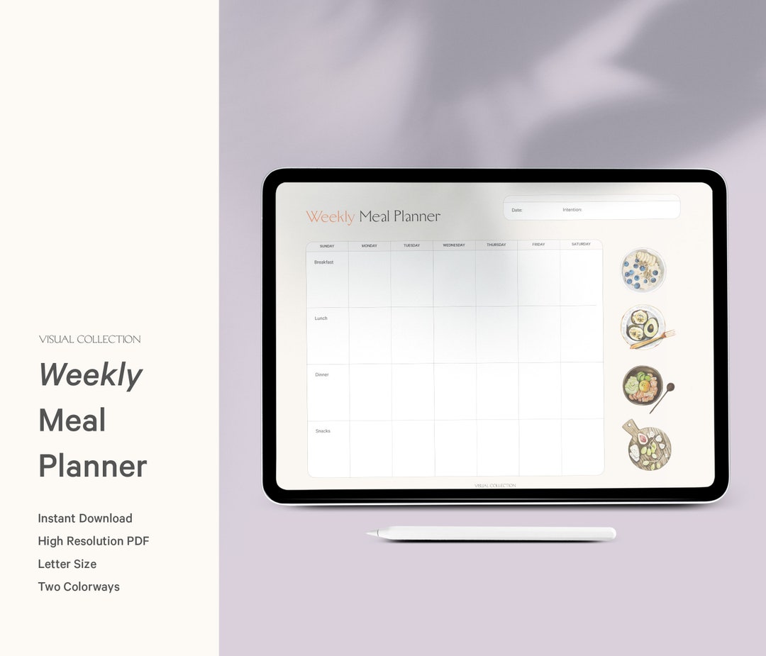 Weekly Meal Planner Digital Grocery List Meal Prep Planner For Etsy