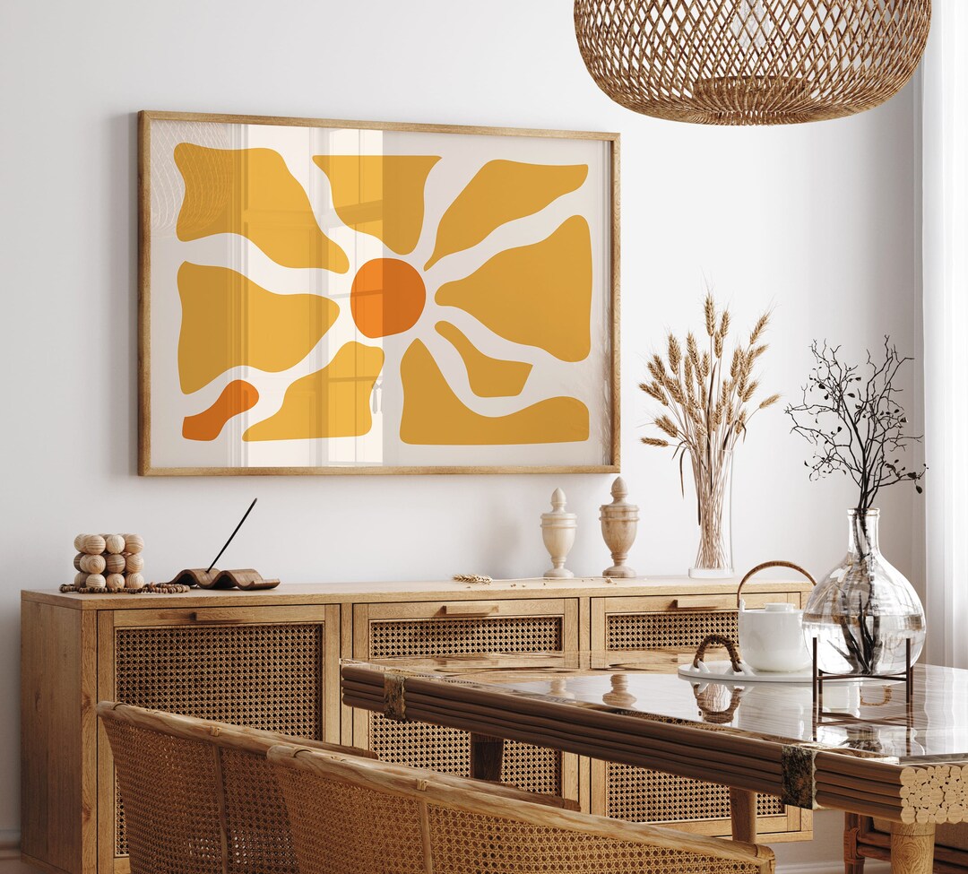 Horizontal Abstract Wall Art, Yellow Abstract Wall Art, Horizontal