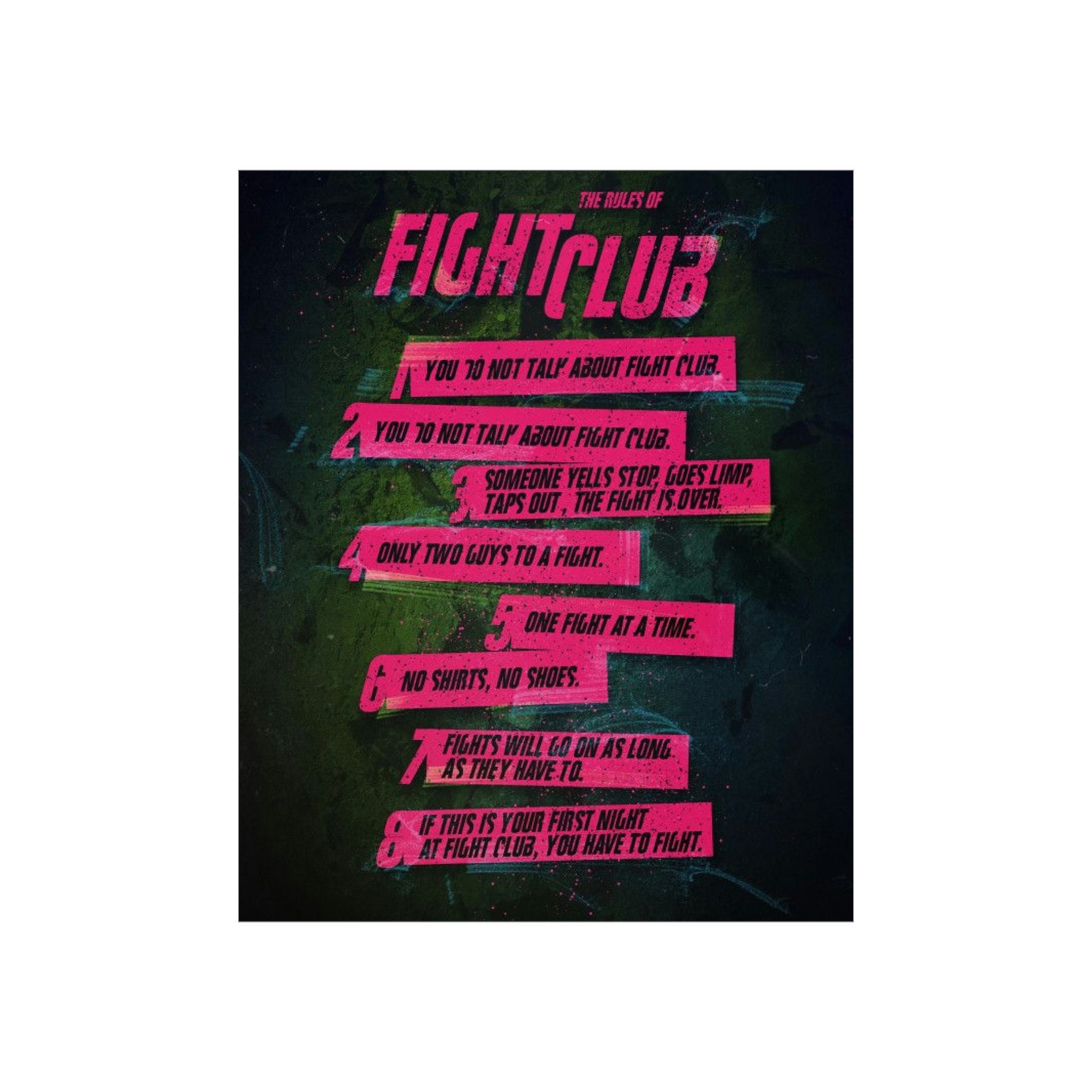 Rules Of FIGHT CLUB Poster Do Not Talk About Fight Club Etsy