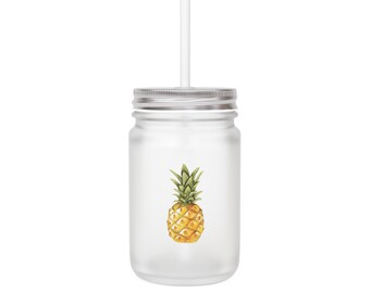 Vintage ananas zomerhit drinkglas met rietje en deksel voor een unieke drinkervaring