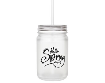 Hello Spring spring hit drinkglas met rietje en deksel voor een unieke drinkervaring