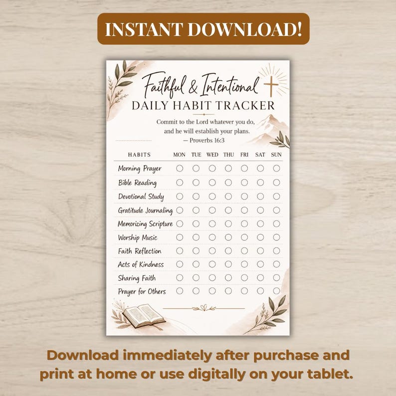 Christian Habit Tracker Printable | Faith Based Daily Routine Planner ...