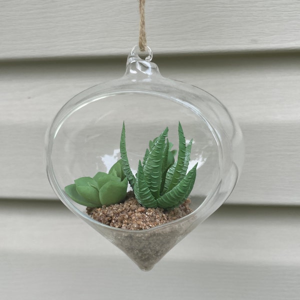 Artificial Hanging Glass Terrarium