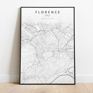 Florence Map Poster Florence Printable Map Florence Coordinate Poster Italy Travel Gift Florence Wall Decor