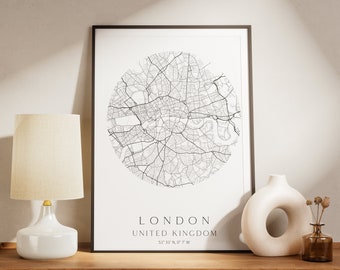 London Map Poster London Printable Map London Coordinate Poster UK Travel Gift London Wall Decor