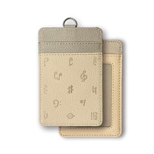 Beige Musical Note Leather Badge Holder
