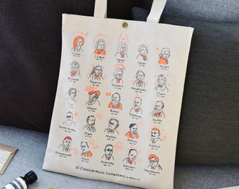 25 Classical Music Composers Music Tote Bag