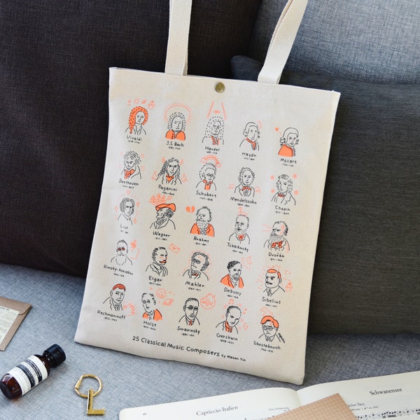 25 Classical Music Composers Music Tote Bag