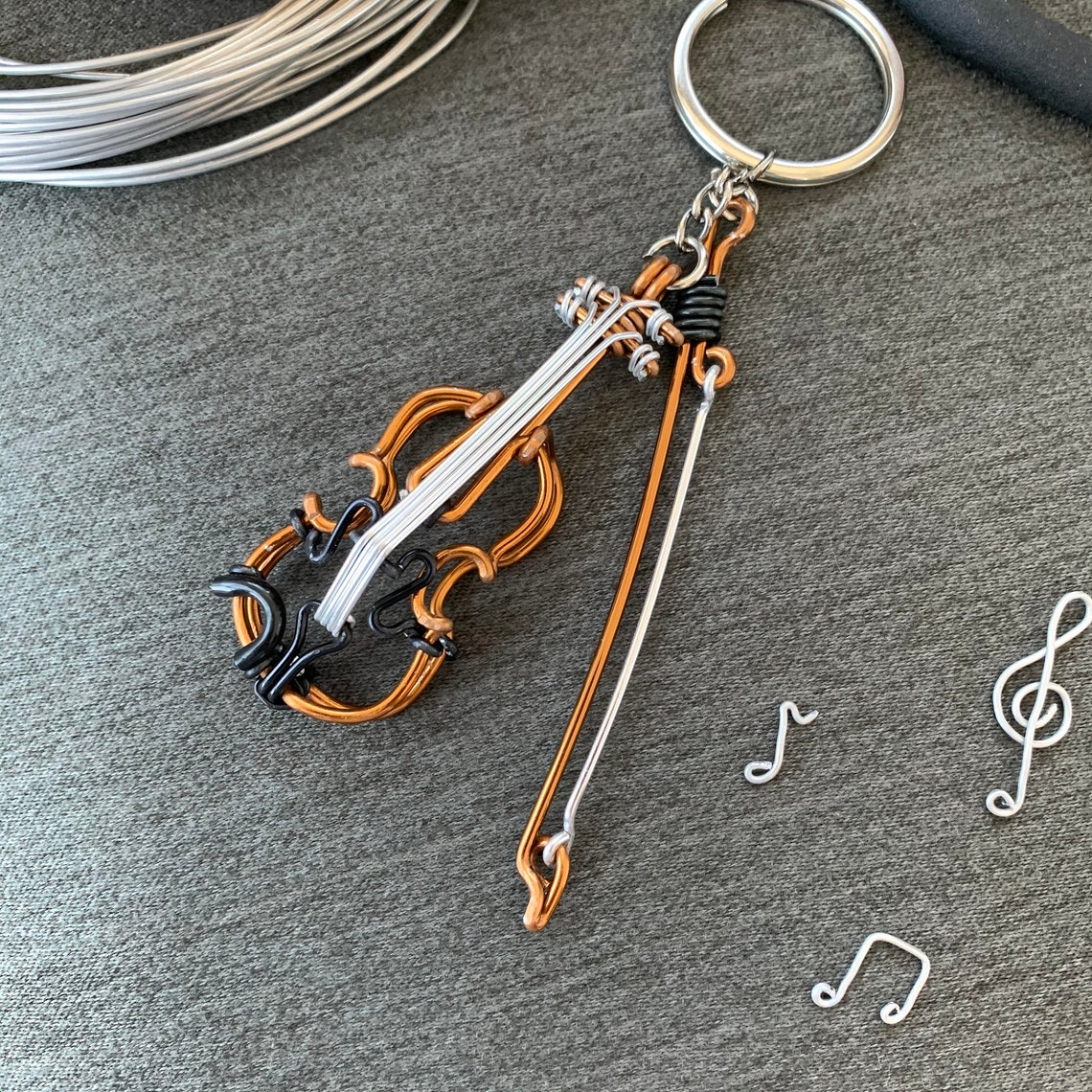 Violin Wire Art Instrument Keychain - Etsy