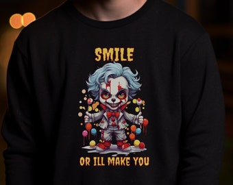 Scary Clown Sweatshirt - Creepy, Halloween Design - Perfect Gift for Horror Movie Fans