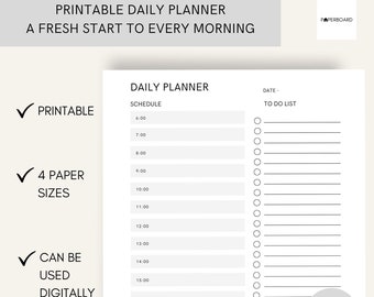 Minimalist Daily Planner | Minimalist Planner | Printable Planner | Daily Schedule Printable | A4 | A5 | US Letter | Digital Daily Planner