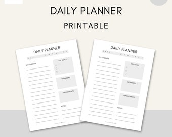 Daily Schedule Planner | Printable Planner | Sunday and Monday Start | Editable Planner | Minimalist Planner | Daily Planner Printable