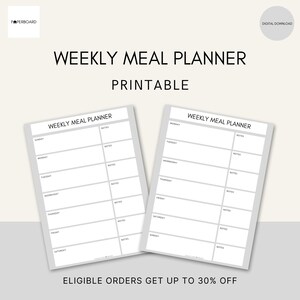 Planejador de refeições semanal | Planejador de refeições | Preparação de refeições para impressão | Planejador Alimentar | Planejador para impressão | Planejador semanal