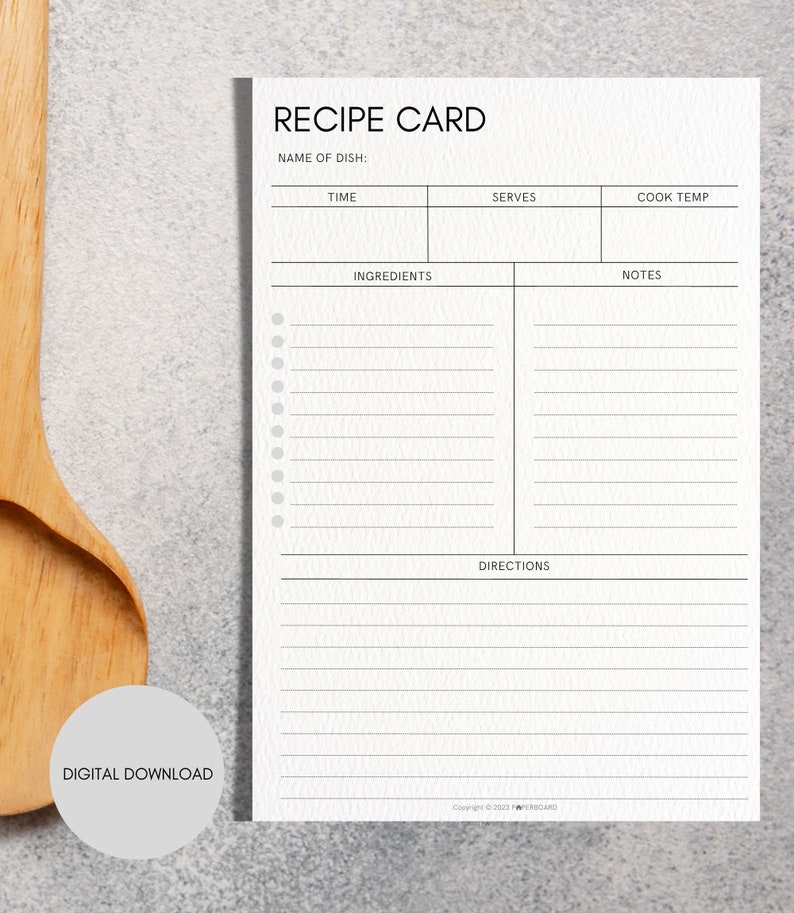 Editable Recipe Card Recipe Card Template Blank Recipe - Etsy