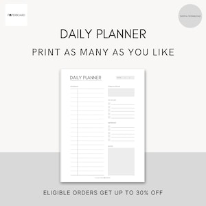 Undated Daily Planner | Printable Planner | Blank Planner | Editable Planner | Minimalist | Daily Planner Printable | Editable PDF File