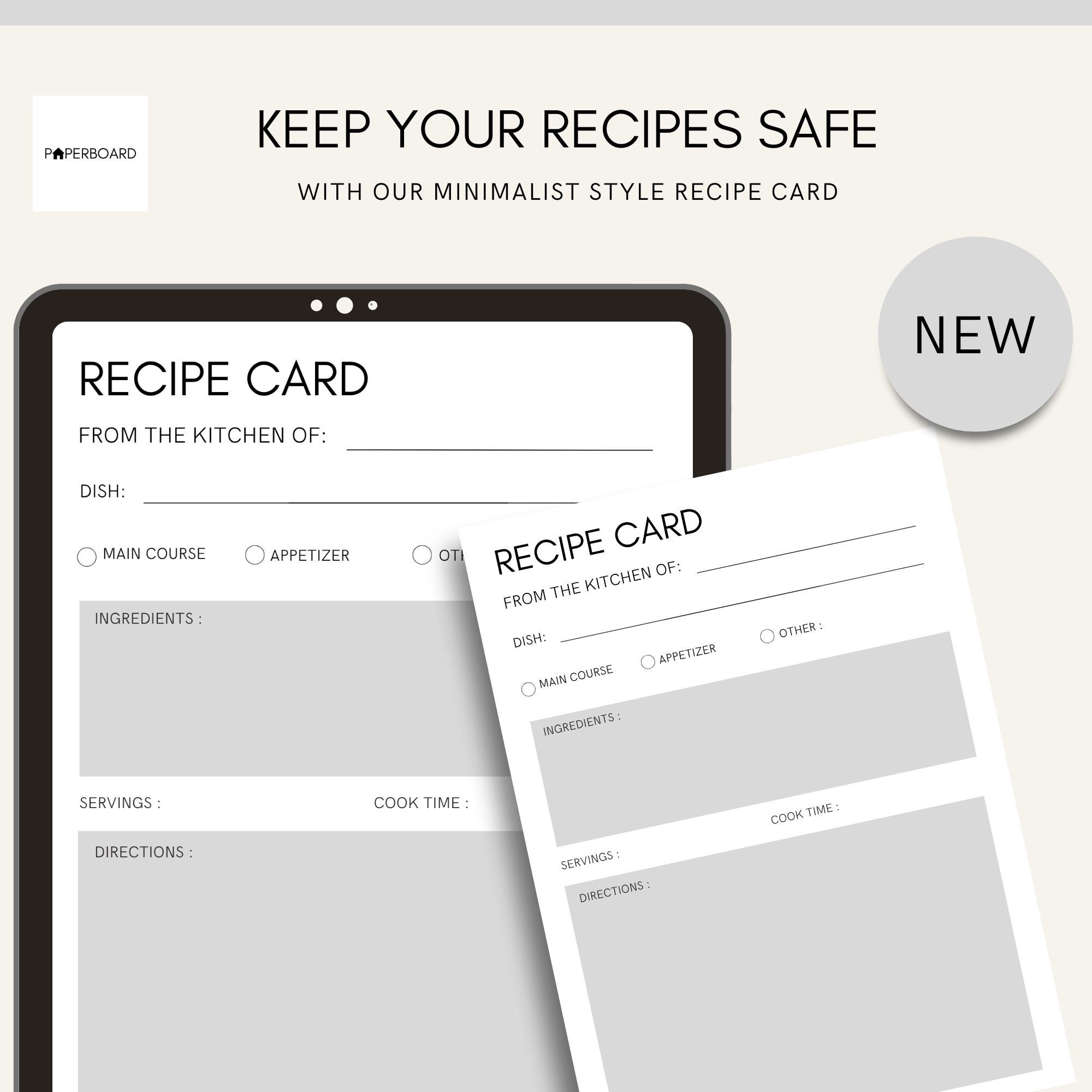Blanko-Rezeptkarte Rezept-Vorlage Rezeptkarten zum Ausdrucken Digitale