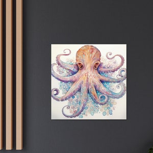 Octopus Canvas Gallery Wraps, octopus watercolor print, octopus wall art, sea life wall art, abstract sea life art, octopus lover wall art