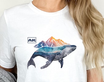 Unisex whale Tee, Alaska whale tshirt, Alaska souvenir, Alaska gift, Humpback whale shirt, Whale shirt, Alaska cruise shirt