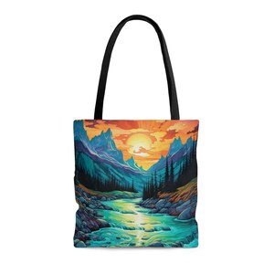Alaska tote bag, Alaska mountain tote, Alaska stream tote, Alaska cruise tote bag, Alaska local tote, Alaska shopping bag