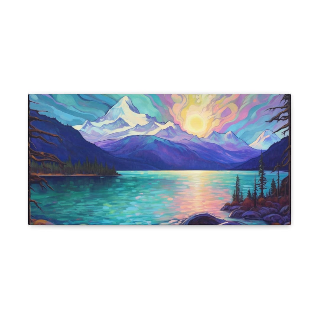 ハンドメイド壁掛け アラスカのフィヨルドのキャンバスプリント、アラスカの壁アート