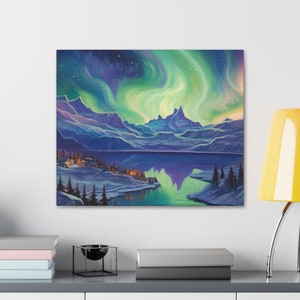 Northern Lights Canvas Gallery Wrap, Northern lights wall art, aurora borealis on canvas, aurora borealis print, alaska northern lights art